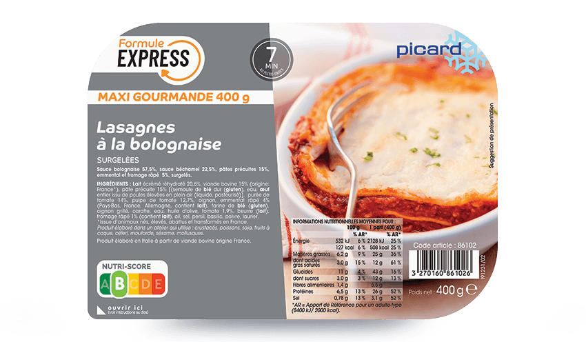 Lasagnes bolognaise surgelés, 1kg Picard